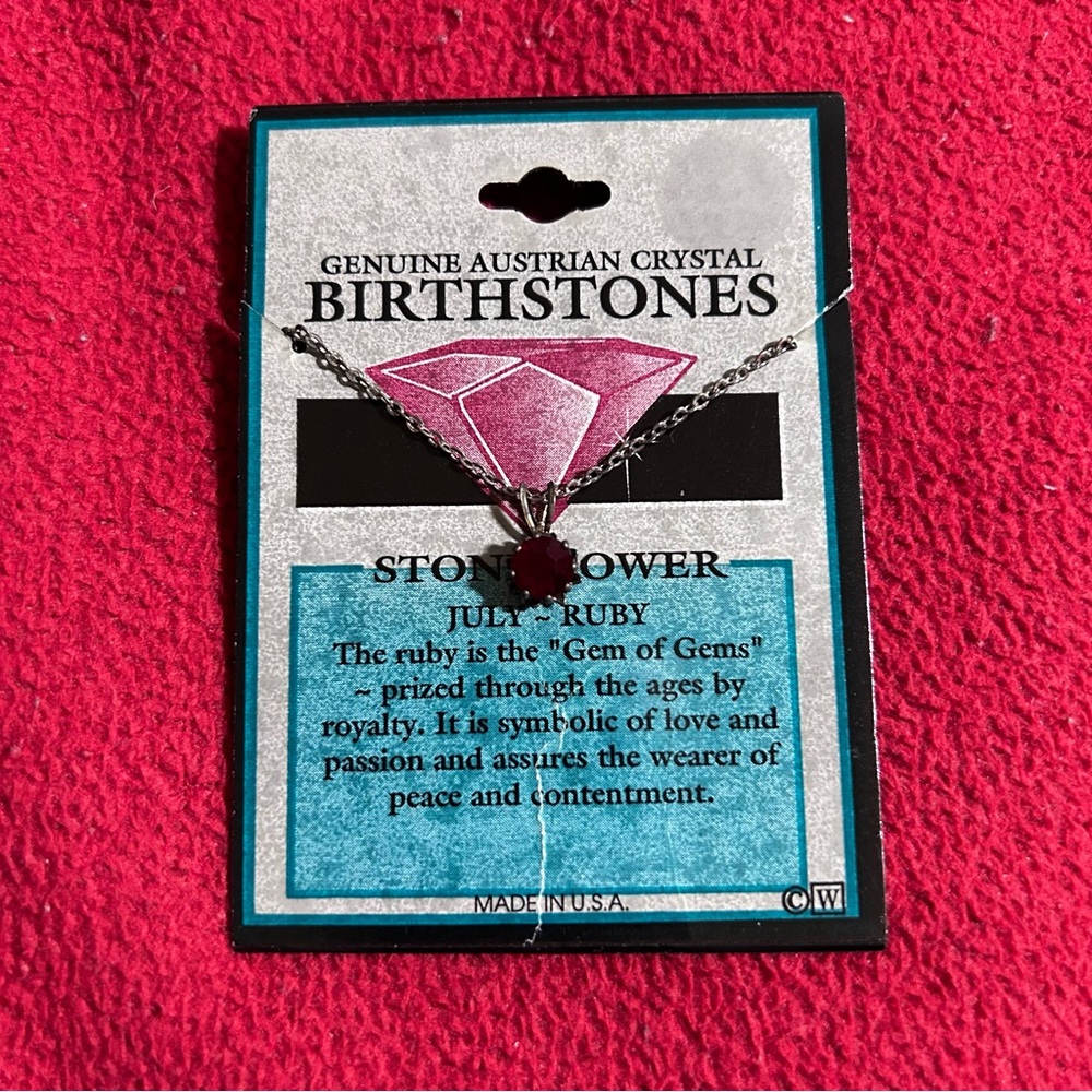 Genuine Austrian RUBY crystal -  July birthstone necklace